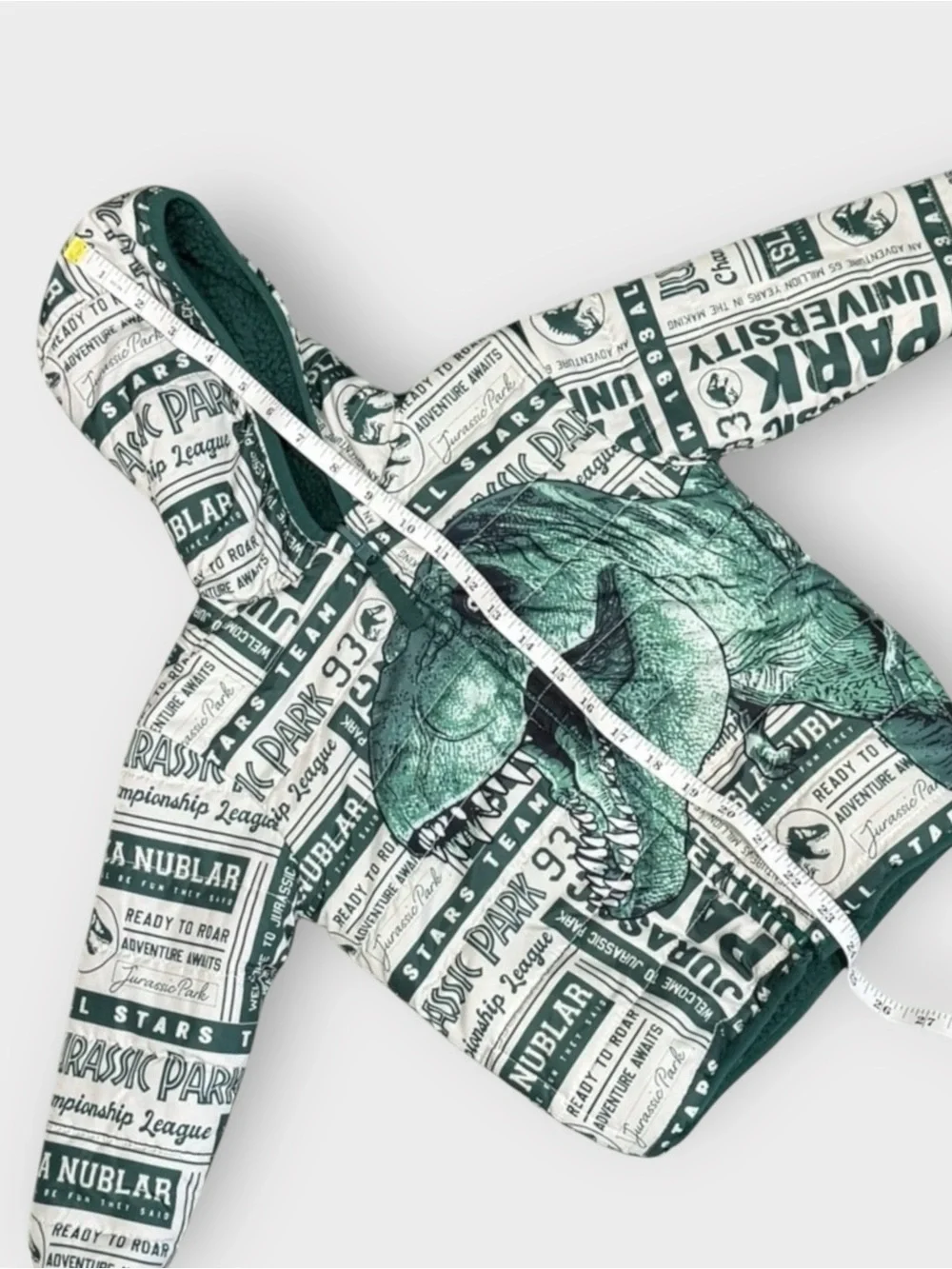 Jurassic Park Reversible Sherpa Jacket • Kids 2T • Hooded T-Rex Graphic Coat